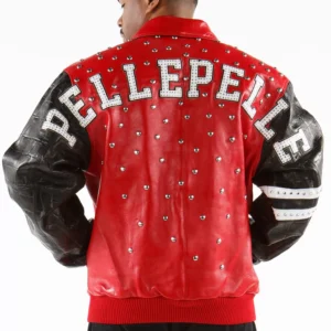 Pelle Pelle Studded Letterman Red Jacket