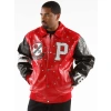 pelle pelle studded letterman red jacket, pelle pelle store,red leather jacket