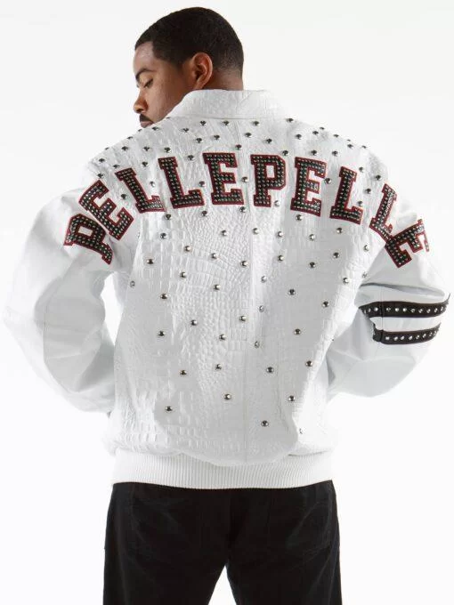 Pelle Pelle Studded Letterman White Jacket
