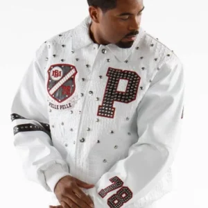 Pelle Pelle Studded Letterman White Jacket view 2