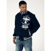 pelle pelle dark blue varsity jacket, pelle pelle store,dark blue wool jacket