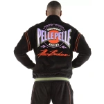 pelle pelle throwback black warmup set, pelle pelle store,balck wool jacket