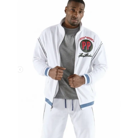 pelle pelle throwback velour warmup set, pelle pelle store,white jacket