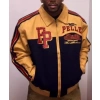 pelle pelle throwback wool jacket, pelle pelle store, yellow and blue leather jacket