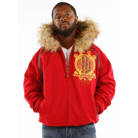 pelle pelle top brass red coat, pelle pelle store,red wool jacket