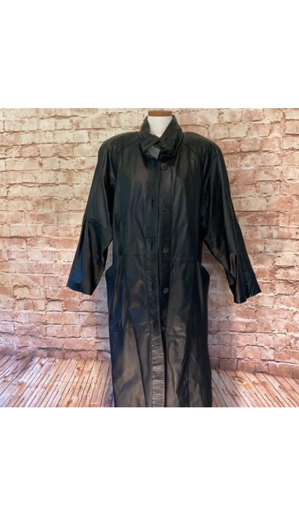 Pelle Pelle VTG Black Leather Long Coat