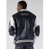 pelle pelle varsity biker navy plush jacket, pelle pelle store, black leather jacket