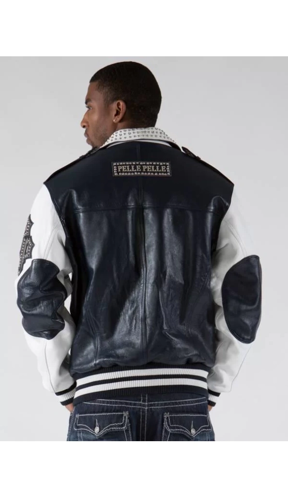 Pelle Pelle Varsity Biker Navy Plush Jacket