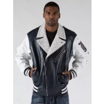 pelle pelle varsity biker navy plush jacket, pelle pelle store, black leather jacket