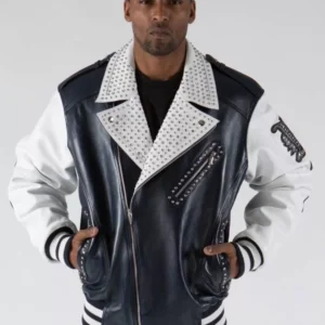 Pelle Pelle Varsity Biker Navy Plush Jacket