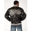 pelle pelle varsity bomber jacket, pelle pelle store, black jacket