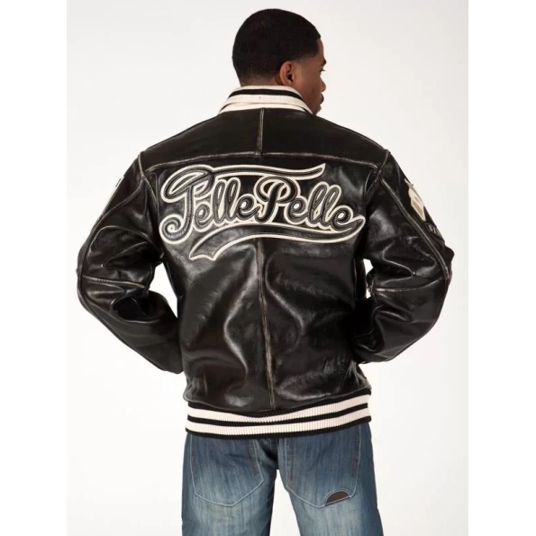 pelle pelle varsity bomber jacket, pelle pelle store, black jacket