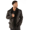 pelle pelle victory pea coat, pelle pelle store, black leather coat