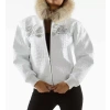 pelle pelle white leather fur hood jacket, pelle pelle store, pelle pelle jacket, white jacket