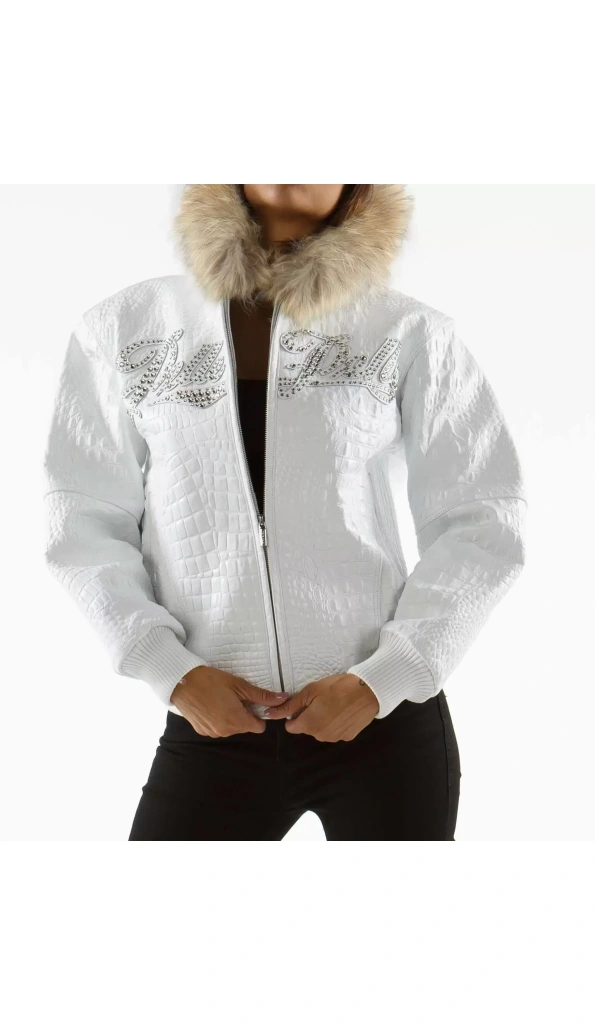 Pelle Pelle White Leather Fur Hood Jacket