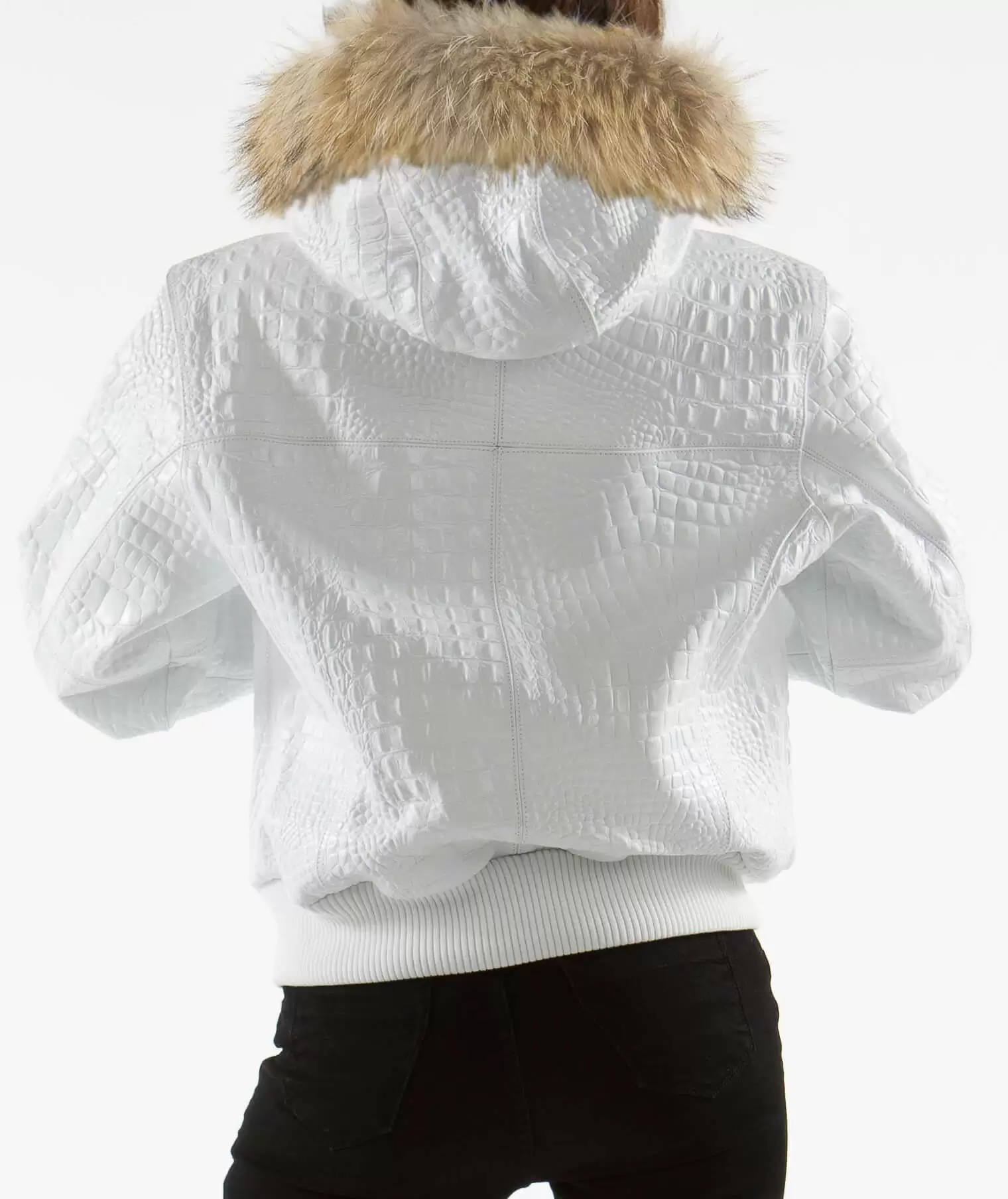 Pelle Pelle White Leather Fur Hood Jacket view 2