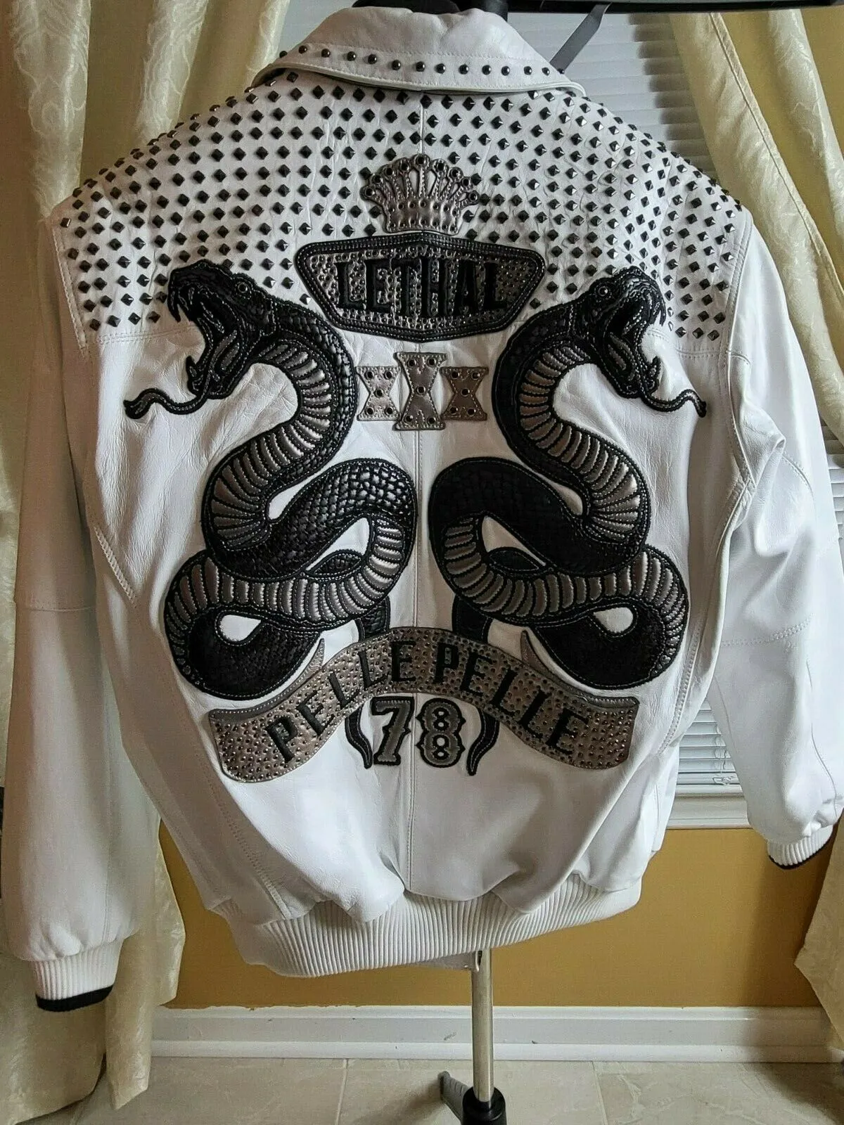 Pelle Pelle White Studded Leather Jacket