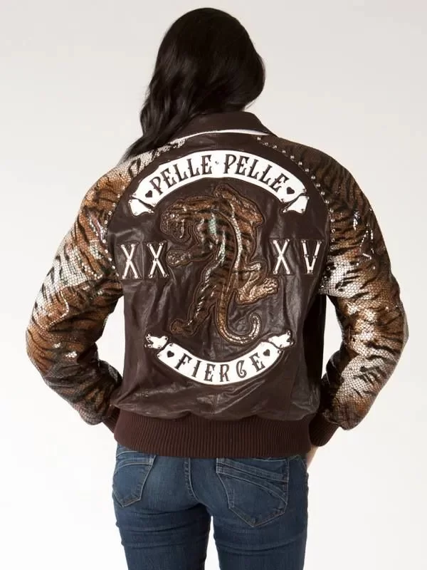 Pelle Pelle Cheetah Sleeves Brown Jacket