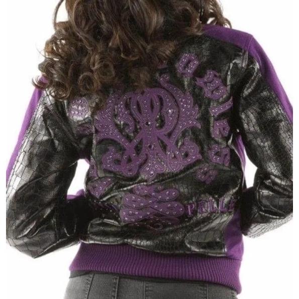 pelle pelle womens purple bomber jacket, pelle pelle store, pelle pelle jacket, purple wool jacket