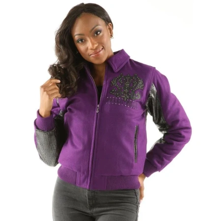 pelle pelle womens purple bomber jacket, pelle pelle store, pelle pelle jacket, purple wool jacket