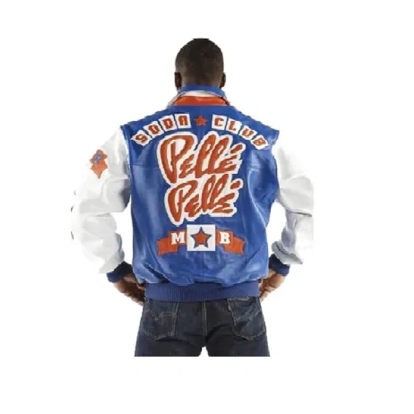 pelle pelle world famous soda club jacket, pelle pelle store, pelle pelle jacket, blue leather jacket