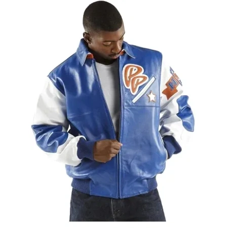 pelle pelle world famous soda club jacket, pelle pelle store, pelle pelle jacket, blue leather jacket