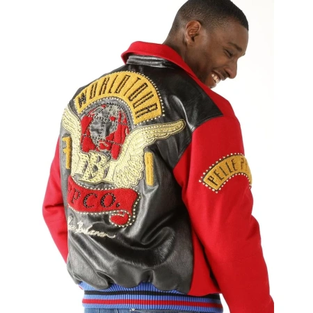 pelle pelle world tour red bomber jacket, pelle pelle store, pelle pelle jacket, red wool jacket