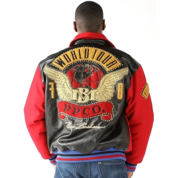 pelle pelle world tour red bomber jacket, pelle pelle store, pelle pelle jacket, red wool jacket