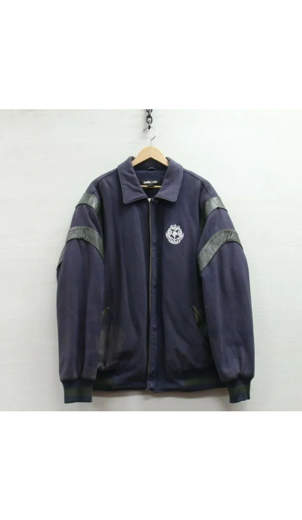 Pelle Pelle Wool Navy Blue Bomber Jacket