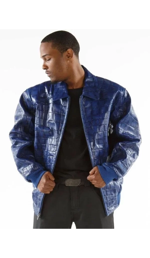 Best Pelle Pelle Crocodile Blue Leather Jacket