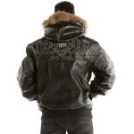 pelle pelle crocodile hooded black jacket, pelle pelle store, pelle pelle jacket, black leather jacket