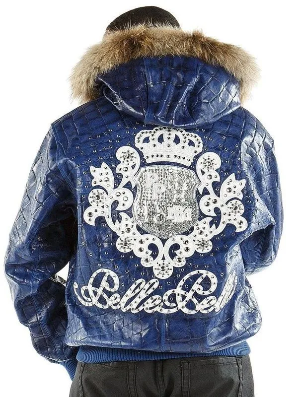 Pelle Pelle Crocodile Blue Leather Jacket