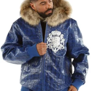 Pelle Pelle Crocodile Blue Leather Jacket view 2