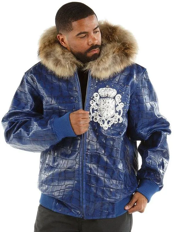 Pelle Pelle Crocodile Blue Leather Jacket view 2