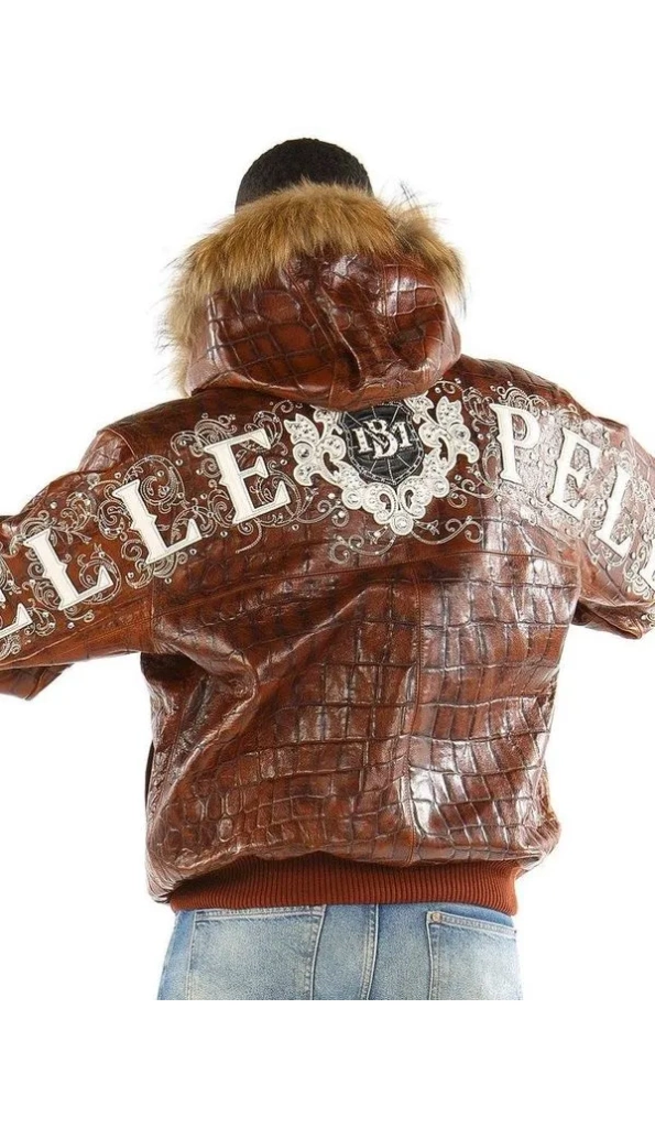 Pelle Pelle Crocodile Hooded Brown Jacket