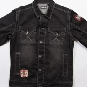 Pelle Pelle Mens Dark Gray Denim Jacket view 1