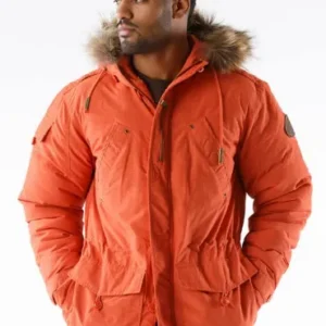 Pelle Pelle Fur Hooded Orange Jacket