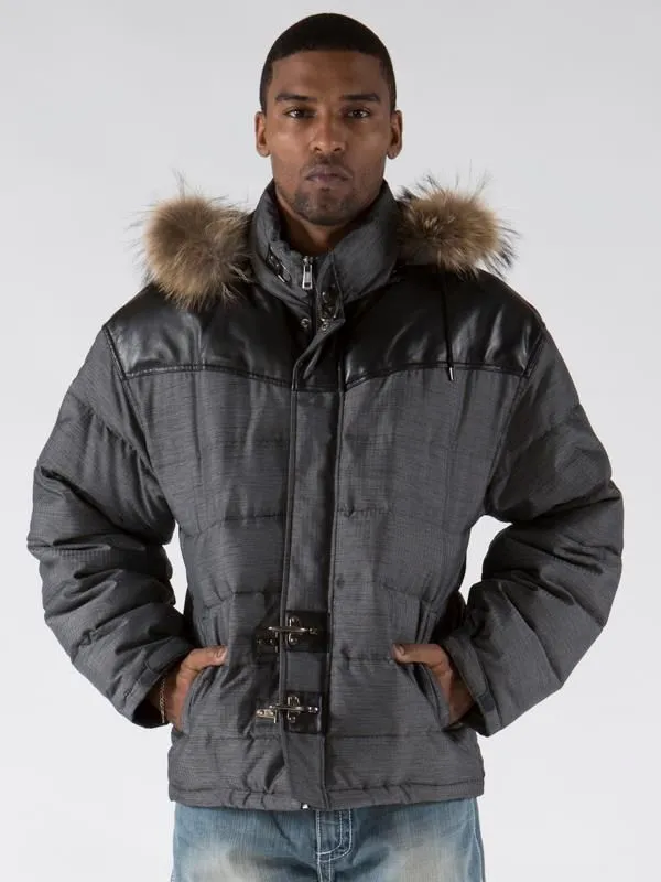 Pelle Pelle Gray Fur Hooded Puffer Jacket