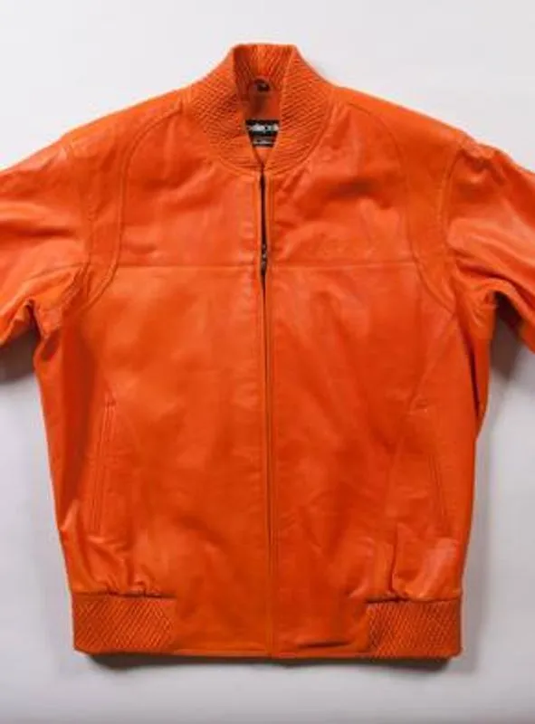 Pelle Pelle Orange Bomber Leather Jacket