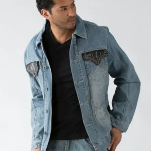 Pelle Pelle Mens Light Blue Denim Jacket view 1
