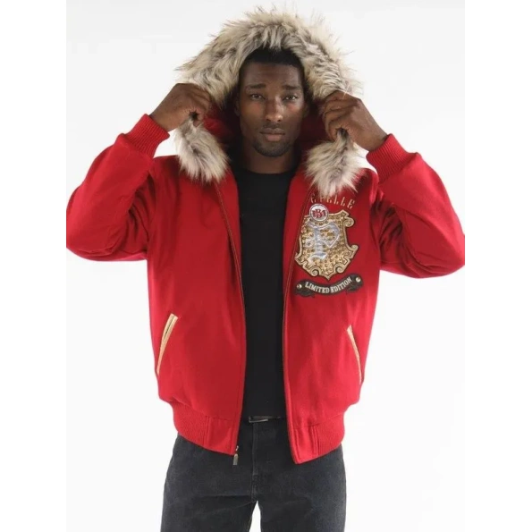 pelle pelle limited edition red jacket, pelle pelle store, pelle pelle jacket, red wool jacket