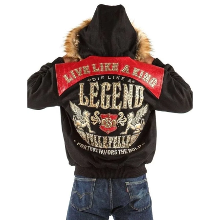 pelle pelle legend 1978 hooded jacket, pelle pelle store, pelle pelle jacket, black wool jacket