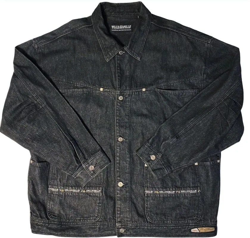 Pelle Pelle Mens Black Denim Jacket