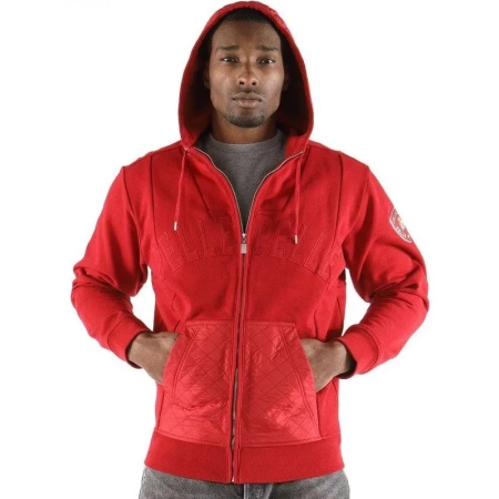 pelle pelle red zipper hooded jacket, pelle pelle store, pelle pelle jacket, red wool jacket