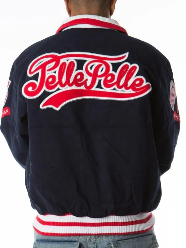 Pelle Pelle Navy Blue Bomber Wool Jacket