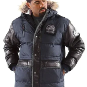 Pelle Pelle Navy Puffer Long Fur Hooded Coat