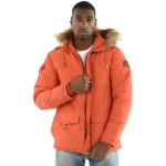 pelle pelle orange fur hooded puffer jacket, pelle pelle store, pelle pelle jacket, orange jacket