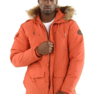 Pelle Pelle Orange Fur Hooded Puffer Jacket