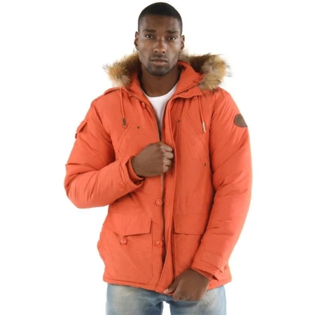 pelle pelle orange fur hooded puffer jacket, pelle pelle store, pelle pelle jacket, orange jacket