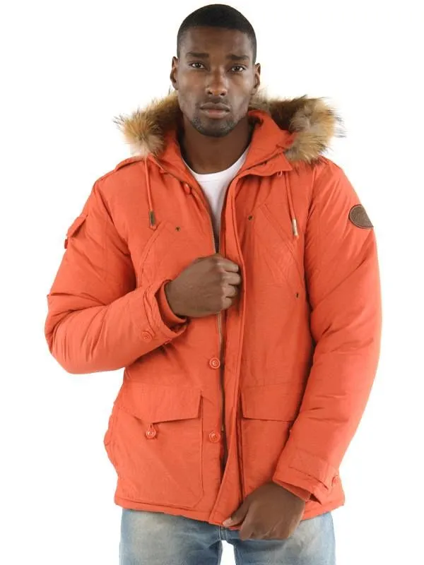 Pelle Pelle Orange Fur Hooded Puffer Jacket